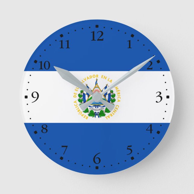 El Salvador Flag Round Clock (Front)