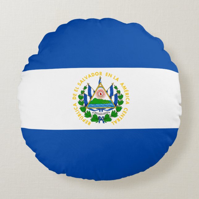 El Salvador Flag Round Cushion (Front)