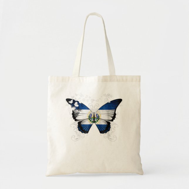 El Salvador Flag Shirt Butterfly Graphic  Tote Bag (Front)
