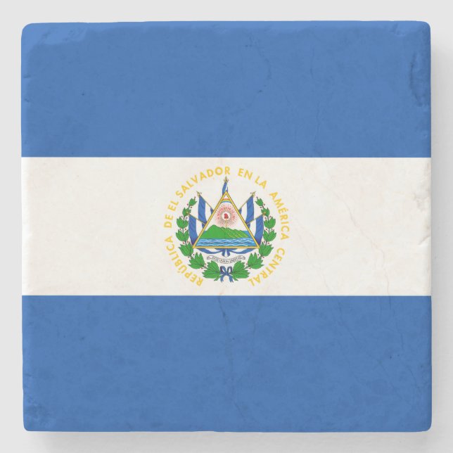 El Salvador Flag Stone Coaster (Front)