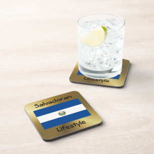 El Salvador Flag+Text Coaster