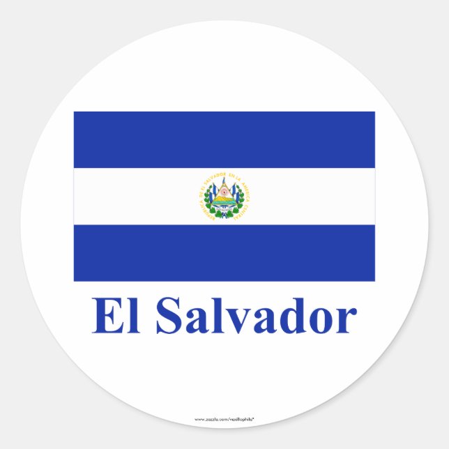 El Salvador Flag with Name Classic Round Sticker (Front)