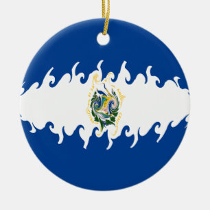 El Salvador Gnarly Flag Ceramic Tree Decoration