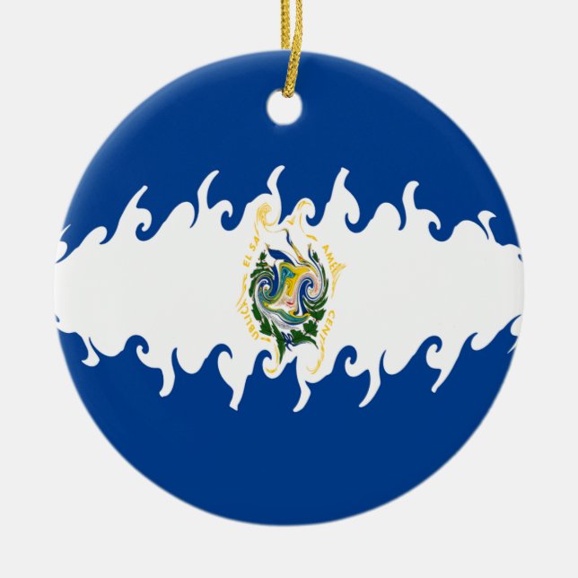 El Salvador Gnarly Flag Ceramic Tree Decoration (Front)