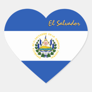 El Salvador Heart Sticker, Patriotic Salvador Flag Heart Sticker
