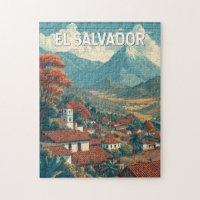 El Salvador Illustration Travel Art Vintage