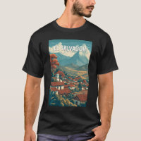 El Salvador Illustration Travel Art Vintage
