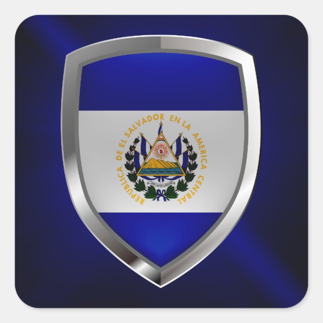 El Salvador Mettalic Emblem Square Sticker (Front)