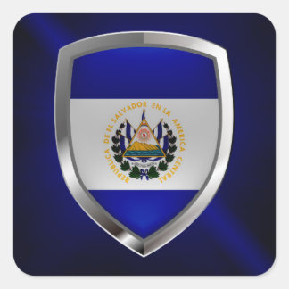 El Salvador Mettalic Emblem Square Sticker