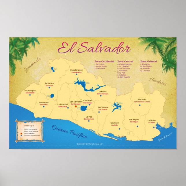 El Salvador Poster, Departments Poster (Front)