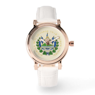 El Salvador Rose Gold White Leather Watch