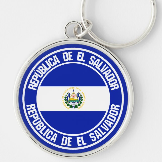 El Salvador Round Emblem Key Ring (Front)