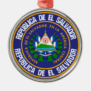 El Salvador Round Emblem Metal Tree Decoration
