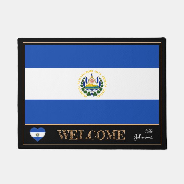El Salvador &  Salvador Flag mats/sports Welcome Doormat (Front)