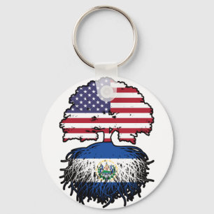 El Salvador Salvadoran American USA Tree Roots Key Ring