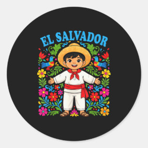 El Salvador Salvadoran Boy Traditional Outfit Folk Classic Round Sticker