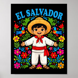 El Salvador Salvadoran Boy Traditional Outfit Folk Poster