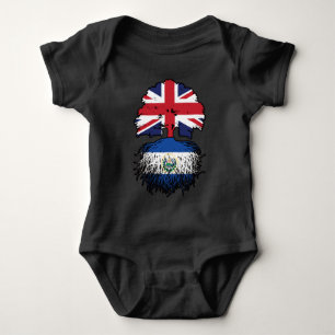 El Salvador Salvadoran British UK Tree Roots Flag Baby Bodysuit