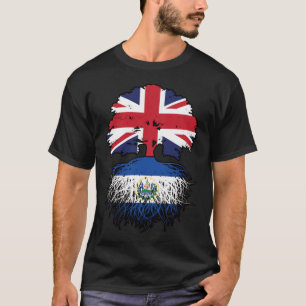 El Salvador Salvadoran British UK Tree Roots Flag T-Shirt