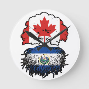 El Salvador Salvadoran Canadian Canada Tree Roots Round Clock