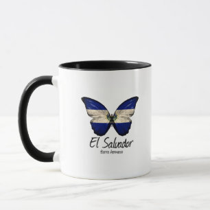 El Salvador, Salvadorian Flag, Butterfly wrapped, Mug