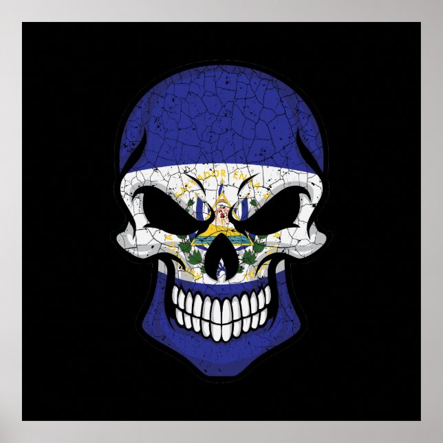 El Salvador Smiling Skull Flag Poster (Front)