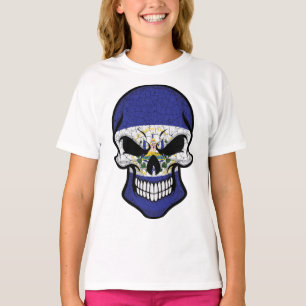 El Salvador Smiling Skull Flag T-Shirt