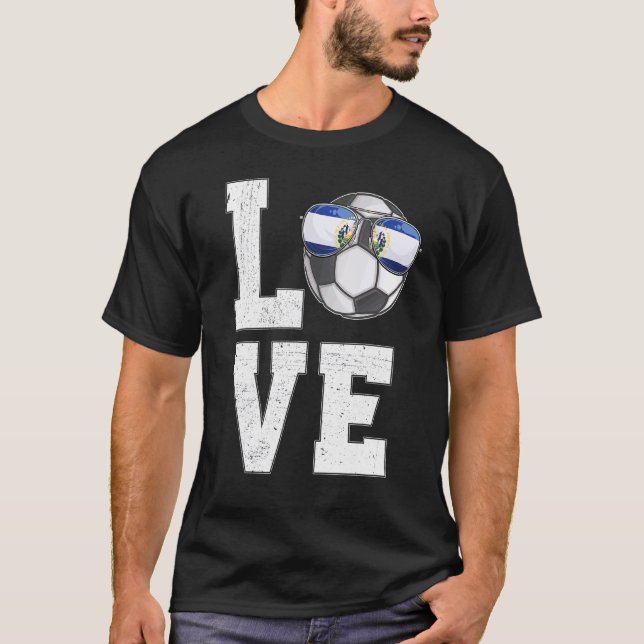 El Salvador Soccer Love Salvadorian Fan Flag T-Shirt (Front)