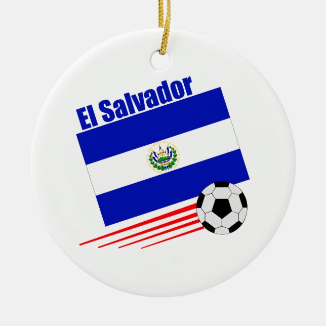 El Salvador Soccer Team Ceramic Tree Decoration (Front)