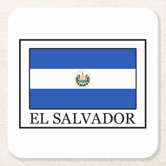 El Salvador Square Paper Coaster (Front)