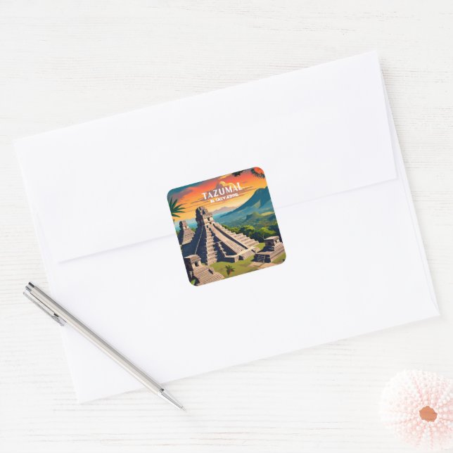 El Salvador | Travel Vintage Retro Custom  Square Sticker (Envelope)