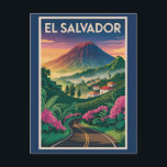 El Salvador Volcano Illustration Travel Art Vintag Postcard<br><div class="desc">El Salvador retro vector travel design. From hiking the Santa Ana Volcano to relaxing in El Tunco,  this vibrant country offers a mix of natural beauty,  cultural richness,  and adventure.</div>
