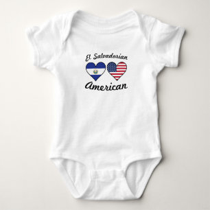 El Salvadorian American Flag Hearts Baby Bodysuit