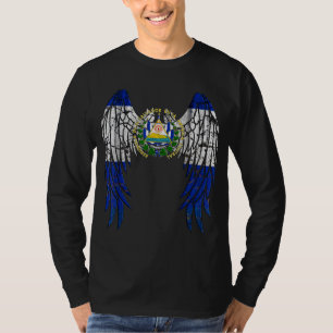 El Salvadorian Flag Angel Wings Jesus Christian El T-Shirt