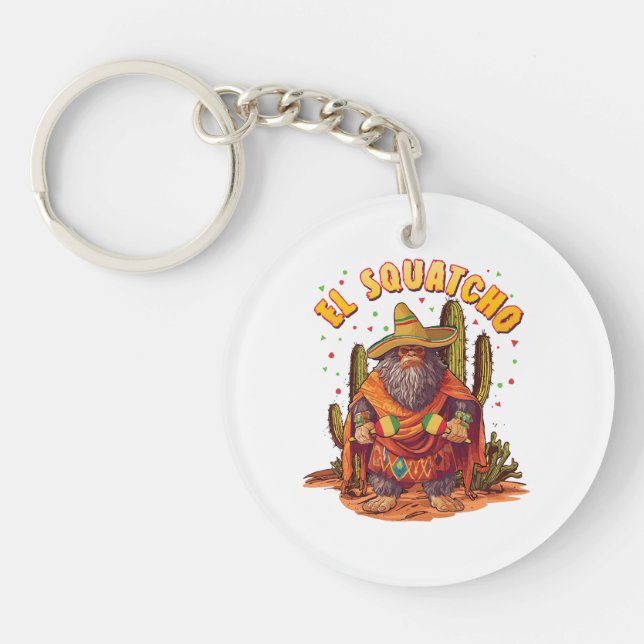 El Squatcho Bigfoot with Maraca, Sombrero and Ponc Key Ring (Front)