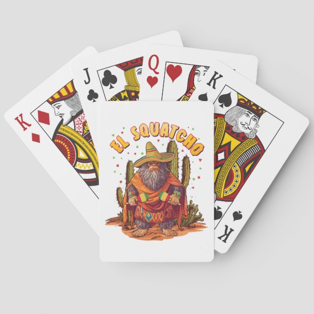 El Squatcho Bigfoot with Maraca, Sombrero and Ponc Playing Cards (Back)