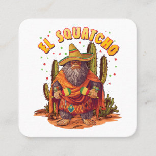 El Squatcho Bigfoot with Maraca, Sombrero and Ponc Square Business Card