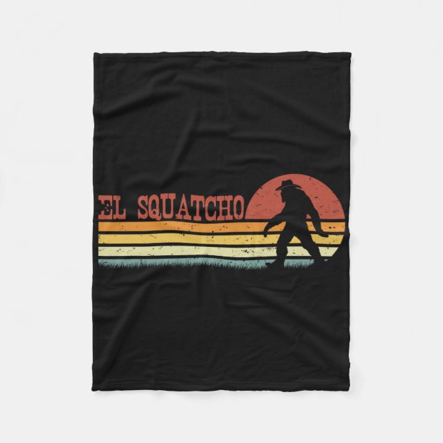 El Squatcho - Funny Retro Stripes Bigfoot Cinco De Fleece Blanket (Front)