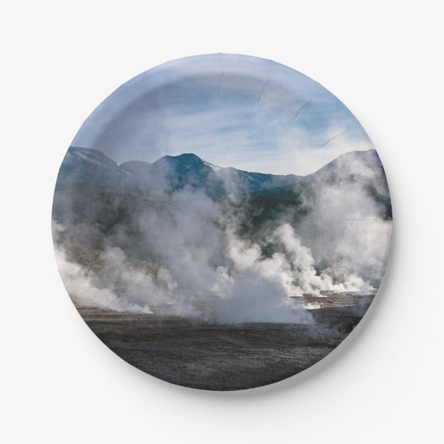 El Tatio Geysers near San Pedro de Atacama - Chile Paper Plate (Front)