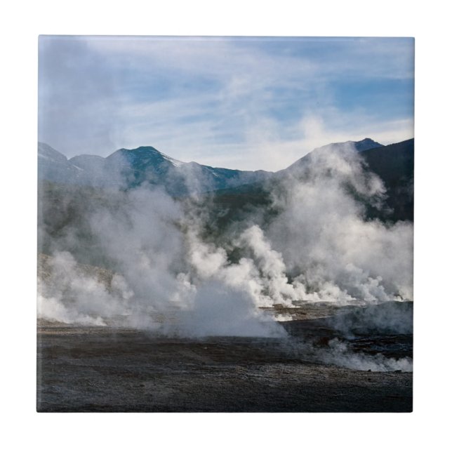 El Tatio Geysers near San Pedro de Atacama - Chile Tile (Front)