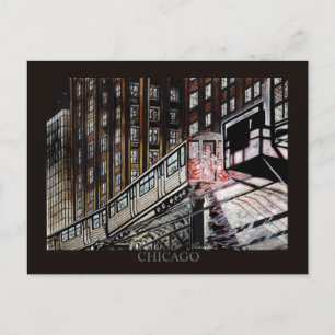 El Train Chicago Randsom Art Postcard