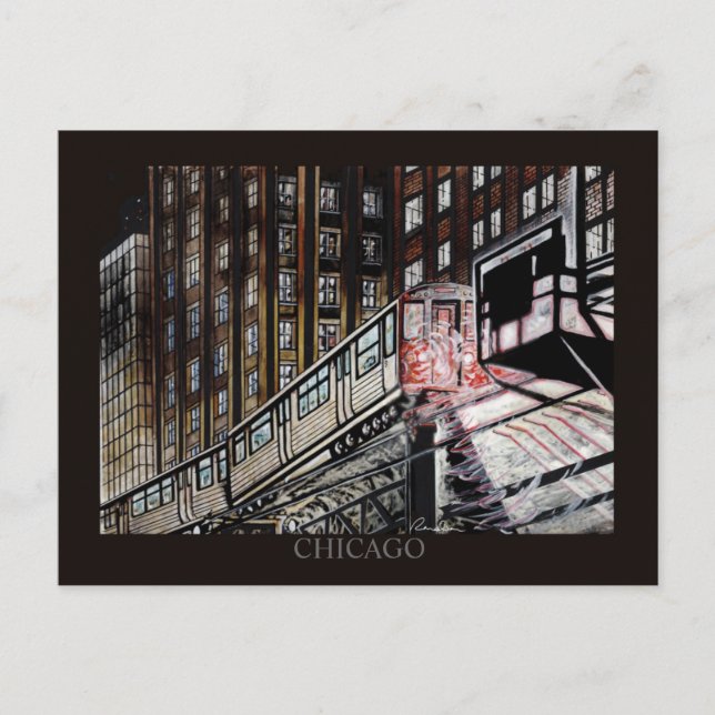 El Train Chicago Randsom Art Postcard (Front)
