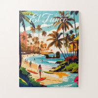 El Tunco El Salvador Travel Vintage Retro Poster