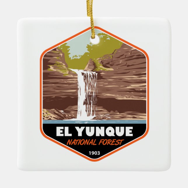 El Yunque National Forest Puerto Rico Vintage Ceramic Ornament (Front)