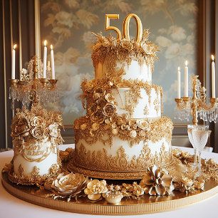 ELABORATE 50th ANNIVERSARY CAKE