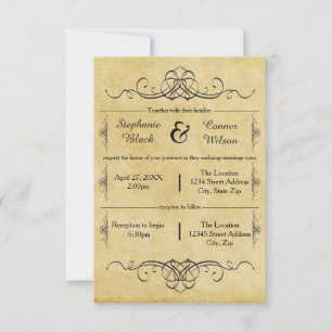Elaborate Antique - 3x5 Wedding/Reception Invite