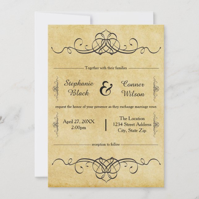 Elaborate Antique Design - Wedding Invitation (Front)