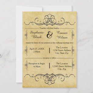Elaborate Antique Design -Wedding/Reception Invite