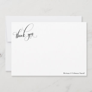 Elaborate Calligraphy Simple Black & White Thank You Card