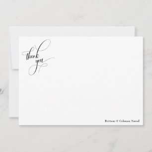 Elaborate Calligraphy Simple Black & White Thank You Card